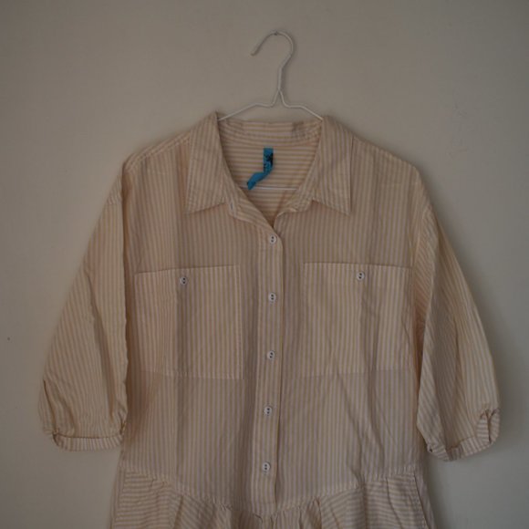 Free People Cream Striped Mini Dress - Picture 3 of 6